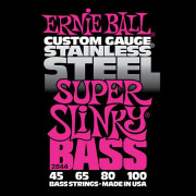 P02844 Stainless Steel Super Slinky Комплект струн для бас-гитары, 45-100, сталь, Ernie Ball