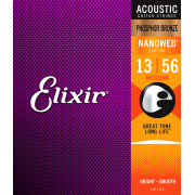 16102 NANOWEB Комплект струн для акустической гитары, Medium, фосфорная бронза, 13-56, Elixir