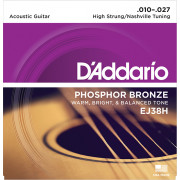 EJ38H Phosphor Bronze Дополнительные струны для 12стр гитары, High Strung/Nashvil, 10-27, D'Addario