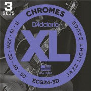 ECG24-3D Chromes Cтруны для электрогитары, Jazz Light, 11-50, 3 комплекта, D'Addario