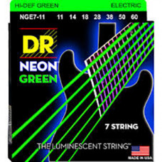 NGE7-11 Neon Green Комплект струн для 7-струнной электрогитары, никелированные, с покр., 11-60, DR