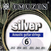 6А204 Silver Комплект струн для акустической гитары, посеребренные, 12-51, Эмузин