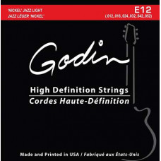 033416 E-12 Комплект струн для электрогитары, 12-52, Jazz Light, Godin