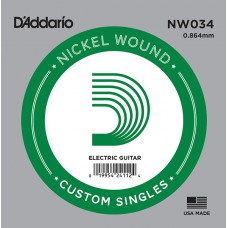 NW034 Nickel Wound Отдельная струна для электрогитары, никелированная, .034, D'Addario