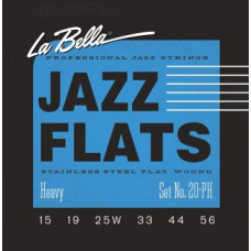 20PH Jazz Flats Комплект струн для джазовой электрогитары, никелированные, Heavy 15-56, La Bella