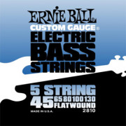 P02810 FlatWound Комплект струн для 5-струнной бас-гитары, 45-130, сталь, Ernie Ball