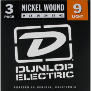 3PDEN0942 Струны для электрогитары, 3 комплекта, никелированные, Light, 9-42, Dunlop