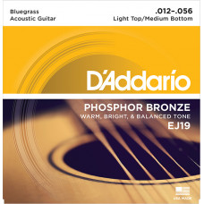 EJ19 Phosphor Bronze Комплект струн для акустической гитары, ф/б, Bluegrass, 12-56, D'Addario
