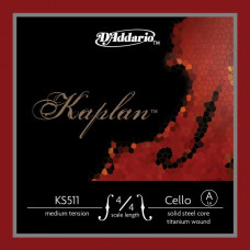 KS511-4/4M Kaplan Отдельная струна Ля/A для виолончели размером 4/4, среднее натяжение, D'Addario