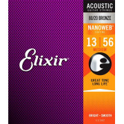 11102 NANOWEB Комплект струн для акустической гитары, Medium, бронза 80/20, 13-56, Elixir