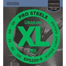 EPS220-5 ProSteels Комплект струн для 5-струнной бас-гитары, Super Light, 40-125, D'Addario
