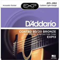EXP13 COATED 80/20 Струны для акустической гитары Custom Light 11-52 D`Addario