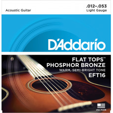 EFT16 FLAT TOPS Струны для акустической гитары фосфорная бронза 12-53 D`Addario