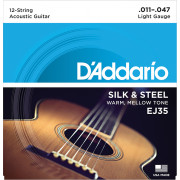 EJ35 SILK&STEEL Струны для акустической 12-струнной гитары посеребренные сталь&шелк 11-47 D`Addario