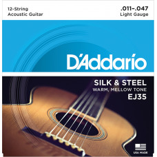 EJ35 SILK&STEEL Струны для акустической 12-струнной гитары посеребренные сталь&шелк 11-47 D`Addario
