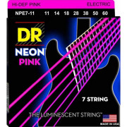NPE7-11 Neon Pink Комплект струн для 7-струнной электрогитары, никелированные,с покрытием, 11-60, DR