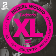 EXL170TP Nickel Wound Струны для бас-гитары, Light, 45-100, 2 комплекта, Long Scale, D'Addario