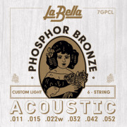 7GPCL-BULK Струны для акустической гитары, 5 комплектов, ф.бронза, 11-52, La Bella