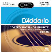 EXP38 Coated Phosphor Bronze Комплект струн для 12-струнной гитары, ф/б, Light, 10-47, D'Addario