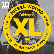 Струны D'Addario Nickel Wound (10 комплектов) 9-46 (EXL125-10P)