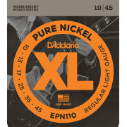 EPN110 XL Pure Nickel Комплект струн для электрогитары, никель, Regular Light 10-45, D'Addario