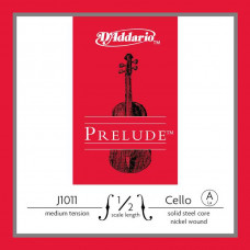 J1011-1/2M-B10 Prelude Отдельная струна A/Ля для виолончели размером 1/2, ср. натяж, 10шт, D'Addario