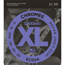 ECG24 Chromes Flat Wound Комплект струн для электрогитары, Jazz Light, 11-50, D'Addario