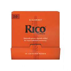 RCA0120-B25 Rico Трости для кларнета Bb, размер 2.0, 25шт в индивидуальной упаковке, Rico