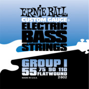 P02802 FlatWound Group I Комплект струн для бас-гитары, 55-110, сталь, Ernie Ball