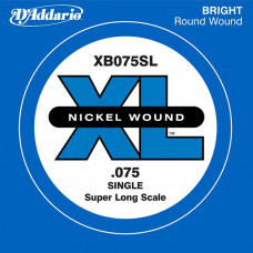 XB075SL Nickel Wound Отдельная струна для бас-гитары, никелированная, .075, Super Long, D'Addario