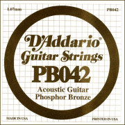 PB042 Phosphor Bronze Отдельная струна для акустической гитары, фосфорная бронза, .042, D'Addario