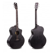 R2-M-EQ Электро-акустическая гитара, с вырезом, черная, Luxars