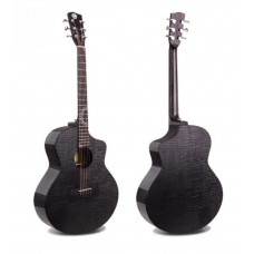 R2-M-EQ Электро-акустическая гитара, с вырезом, черная, Luxars