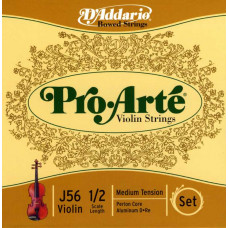 J56-1/2M Pro-Arte Комплект струн для скрипки размером 1/2, среднее натяжение, D'Addario