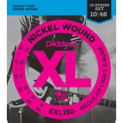 EXL150 Nickel Wound Комплект струн для 12-струнной электрогитары, Regular Light, 10-46, D'Addario
