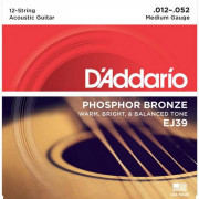 Струны D'Addario Phosphor Bronze 12-String Acoustic 12-52 (EJ39)