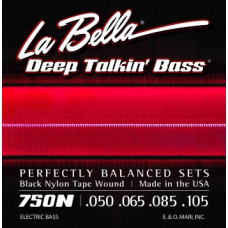 750N-B Комплект струн для 5-струнной бас-гитары с черным нейлоном 050-135 La Bella