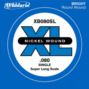 XB080SL Nickel Wound Отдельная струна для бас-гитары, никелированная, .080, Super Long, D'Addario