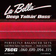 760G Gold White Nylon Комплект струн для бас-гитары, бронза/белый нейлон, 60-115, La Bella