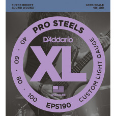 EPS190 ProSteels Комплект струн для бас-гитары, Custom Light, 40-100, D'Addario