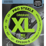 EPS300-5 ProSteels Комплект струн для 5-струнной бас-гитары, Lt top/Med bottom, 43-127, D'Addario
