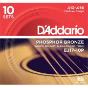 EJ17-10P Phosphor Bronze Струны для акустической гитары фосф.бронза, 10 комплектов, 13-56, D'Addario