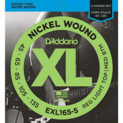 Струны D'Addario Nickel Wound Bass 5-string 45-135 (EXL165-5 XL)