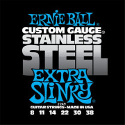 P02249 Extra Slinky Steel Комплект струн для электрогитары, сталь, 8-38, Ernie Ball