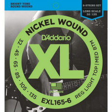 Струны D'Addario Nickel Wound Bass 6-string 32-135 (EXL165-6 XL)