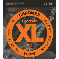 ECG26 Chromes Flat Wound Комплект струн для электрогитары, Medium, 13-56, D'Addario