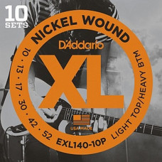 Струны D'Addario Nickel Wound (10 комплектов) 10-52 (EXL140-10P)