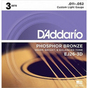 Струны D'Addario Phosphor Bronze Acoustic (3 комплекта) 11-52 (EJ26-3D)