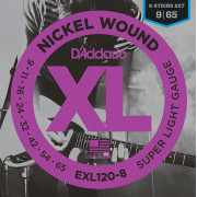 EXL120-8 Nickel Wound Комплект струн для 8-струнной электрогитары, Super Light, 9-65, D'Addario