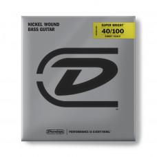 DBSBN40100S Super Bright Комплект струн для бас-гитары, никелированные, 40-100, Short Scale, Dunlop